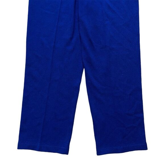 ST. JOHN Size 14 Royal Blue Made In USA Rhinestone Trimmed Knit Jumpsuit Pockets - Picture 14 of 16